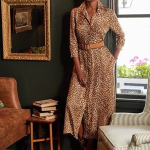 NWT J. McLaughlin Paloma silky shirtdress in Cheetah Microwatercolor, Size XL